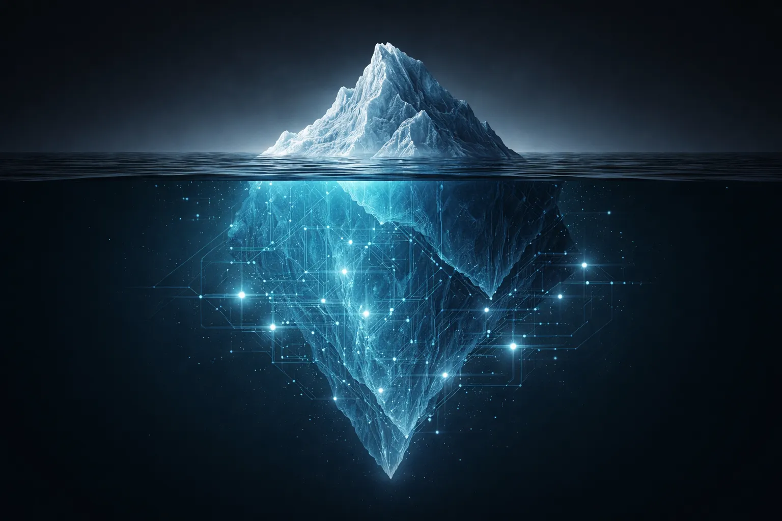 Context Is Anthropic's Secret Weapon - an iceberg with a digital network beneath the surface